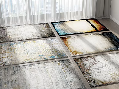 Various Square Rugs With Colorful Textures And Patterns For Indoor Living Spaces 3d model
