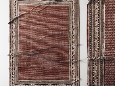 Handwoven Square Rug In Brown With Intricate Geometric Pattern And Ornate Border Details 3d model