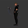 Blonde Haired Male Character In Tactical Outfit With Mechanical Weapons Creature Design