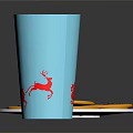 Delicious Round Orange Biscuits On White Plate With Blue Christmas Cup And Reindeer Design