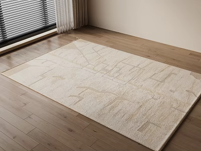 Light Toned Square Area Rug With Geometric Pattern On Wooden Floor 3d model