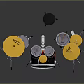 Professional Pearl Flame Pattern Drum Set With Multiple Drums And Yellow Cymbals