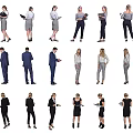 Group Of Professional People In Formal Attire With Various Standing Poses