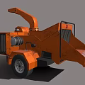 Orange Industrial Wood Chipper Equipment With Wheels Discharge Chute And Mechanical Parts