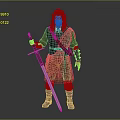 Warrior Character With Blue Face Paint Holding Sword In Kilt Attire