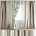 Soft Beige Curtains With Sheer White Layer And Tieback For Modern Window Design 3d model