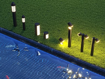 Stylish Outdoor Lights For Garden Lawn And Swimming Pool With Modern Design And Warm Glow 3d model