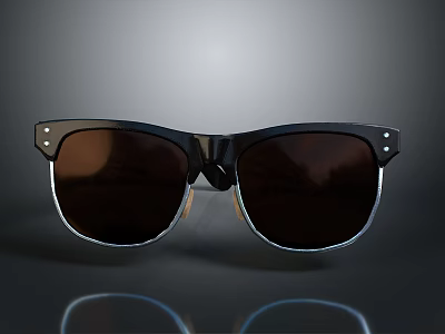 Stylish Black Frame Sunglasses With Brown Lenses And UV Protection 3d model