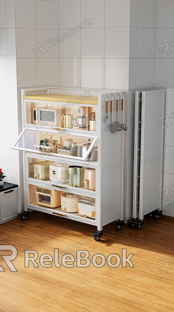 Storage Rack Kitchen Storage Rack Kitchen Appliances White Metal Cabinet Kitchen Ornaments Kitchen Utensils Coffee model