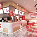 IWANTEA Milk Tea Shop With Red Signage Ice Cream And Tea Counter And Seats
