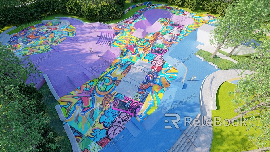 Modern Park Sports Park Extreme Sports Skateboard Square Graffiti Sports Square Pump Road Paradise Sports Fitness Paradise model