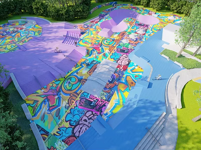 Modern Park Sports Park Extreme Sports Skateboard Square Graffiti Sports Square Pump Road Paradise Sports Fitness Paradise 3d model