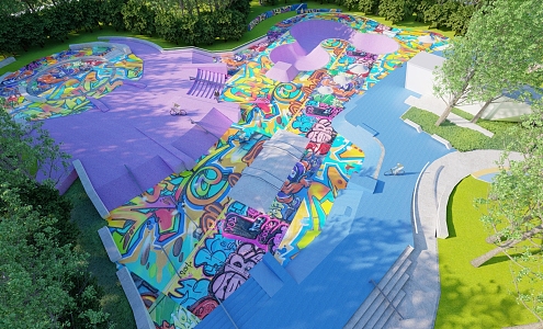 Modern Park Sports Park Extreme Sports Skateboard Square Graffiti Sports Square Pump Road Paradise Sports Fitness Paradise 3d model