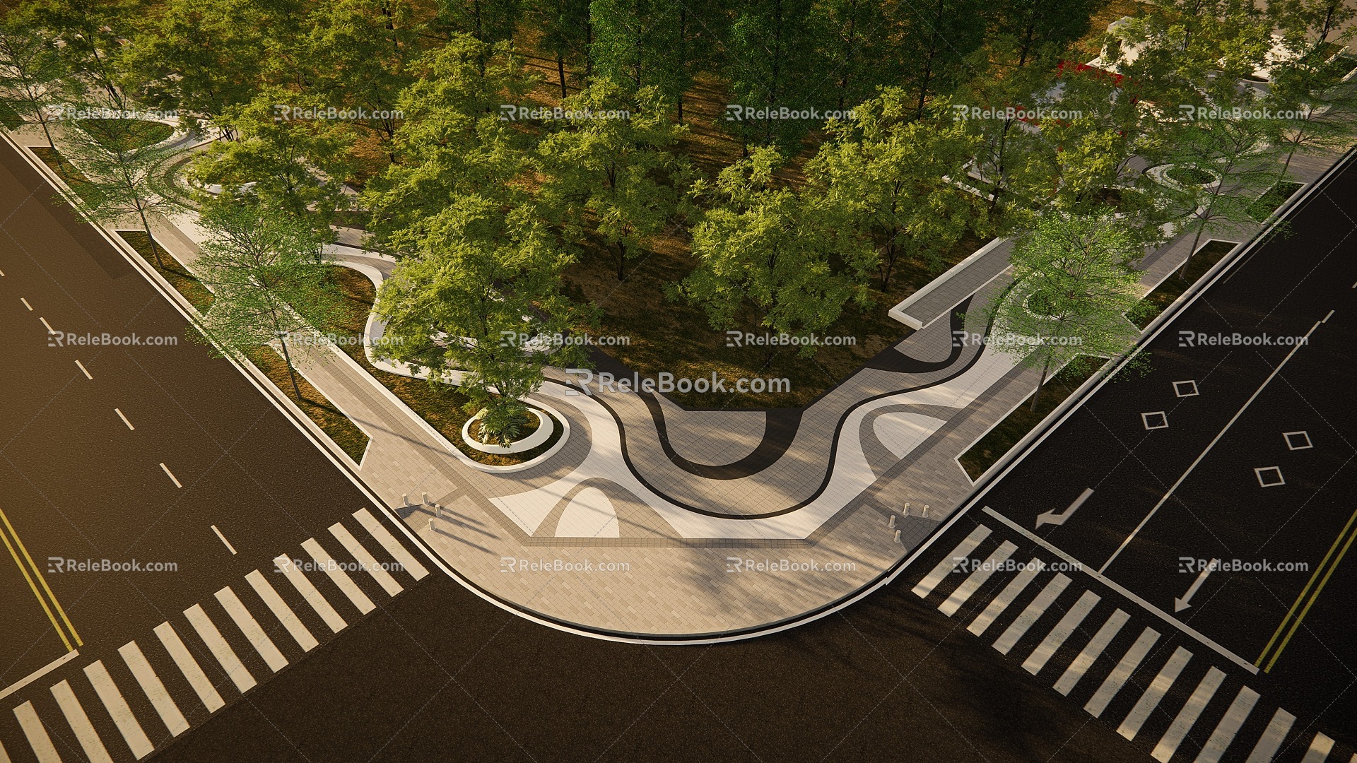 Curved Street Park Modern Park model