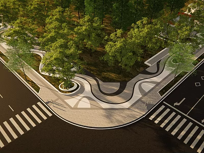 Scenic Urban Park Landscape With Winding Pathways Lush Trees And Green Lawns 3d model