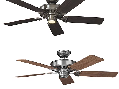 Modern Ceiling Fan Design With Wooden Blades And Metal Frame 3d model