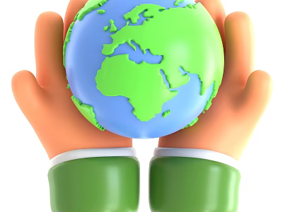 Creative Decorative Ornament Set With Hands Holding Green Blue Globe And Green Sleeves 3d model