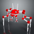 Red Mechanical Spider Robot Character With White Legs And Red Joints 3d model