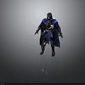 Mystical Fantasy Character Wearing Ornate Armor Blue Cloak And Decorative Helmet