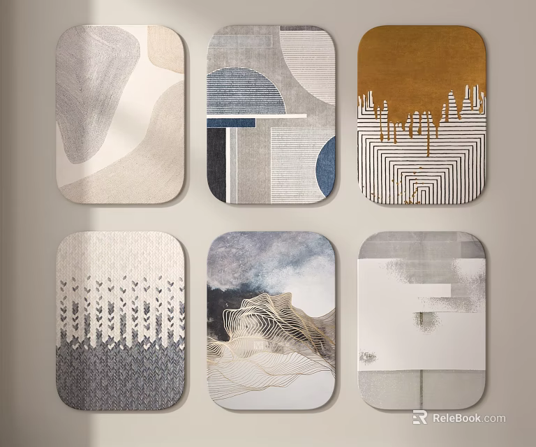 Square Rugs with Various Abstract Patterns and Modern Stylish Designs for Home Decor 3d model 