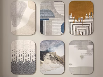 Square Rugs with Various Abstract Patterns and Modern Stylish Designs for Home Decor 3d model