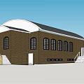 Traditional Ancient Architecture With Brick Walls Gray Roof Arched Windows And Stone Steps
