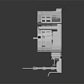 Detailed 3D Rendering of Various Weapon Components and Parts on Reflective Surface