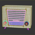 Vintage Style Headphone Speaker With Retro Grille Design And Purple Knob Accents