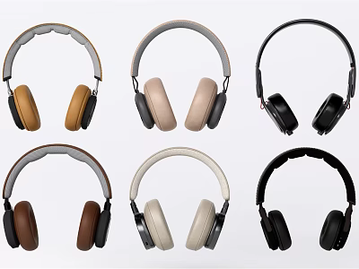 Assorted Over Ear Headphones Featuring Multiple Colors And Stylish Design Variations 3d model