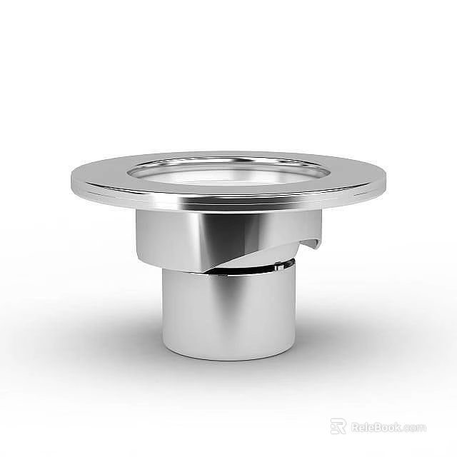 Ground Floor Circular Stainless Steel Drain Fixture With Polished Surface 3d model 