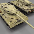 Two Modern Military Tanks With Long Main Guns And Heavy Armor Tracks