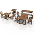 Rustic Solid Wood Dining Tables And Matching Chairs With Natural Wood Finish