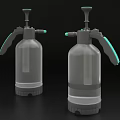 Two Transparent Spray Bottles With Green Nozzle Handle And Gray Base Design