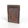 Antique Rusty Metal Door With Grille Design And Weathered Surface Texture