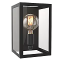 Modern Black Frame Wall Light With Vintage Filament Bulb And Glass Panels