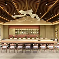 Modern Conference Room Interior With Long Wooden Table Comfortable Chairs And Artistic Pendant Lights