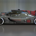 High Performance Race Car with Streamlined Body Rear Wing and Racing Tires