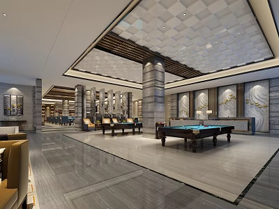 New Chinese Leisure Entertainment Hall Billiards Hall 3d model