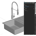 Modern Stainless Steel Single Bowl Kitchen Sink With Drainboard And Pull Out Faucet