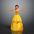 Belle Princess in Yellow Ball Gown with Outstretched Arms and Pleated Skirt Design