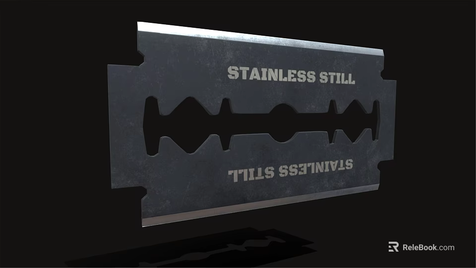 Durable Stainless Steel Blade With Intricate Cutout Design And Engraved Text 3d model 