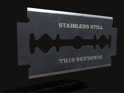 Durable Stainless Steel Blade With Intricate Cutout Design And Engraved Text 3d model