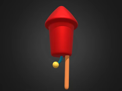 Red Lantern Like Physalis Plant With Yellow Berry And Stem Structure 3d model