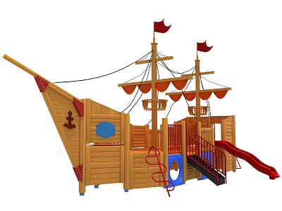 Modern Amusement Equipment Wooden Pirate Ship Amusement Facilities 3d model