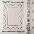 Stylish Square Rug With Geometric Zigzag Border Fringe And Diamond Design In Neutral Tones