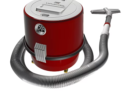 Red Household Vacuum Cleaner With Long Flexible Hose And Cleaning Nozzle For Home Use 3d model