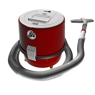 Red Household Vacuum Cleaner With Long Flexible Hose And Cleaning Nozzle For Home Use 3d model