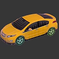 Modern Yellow Car with Sleek Design Black Roof Silver Wheels and Glossy Reflection