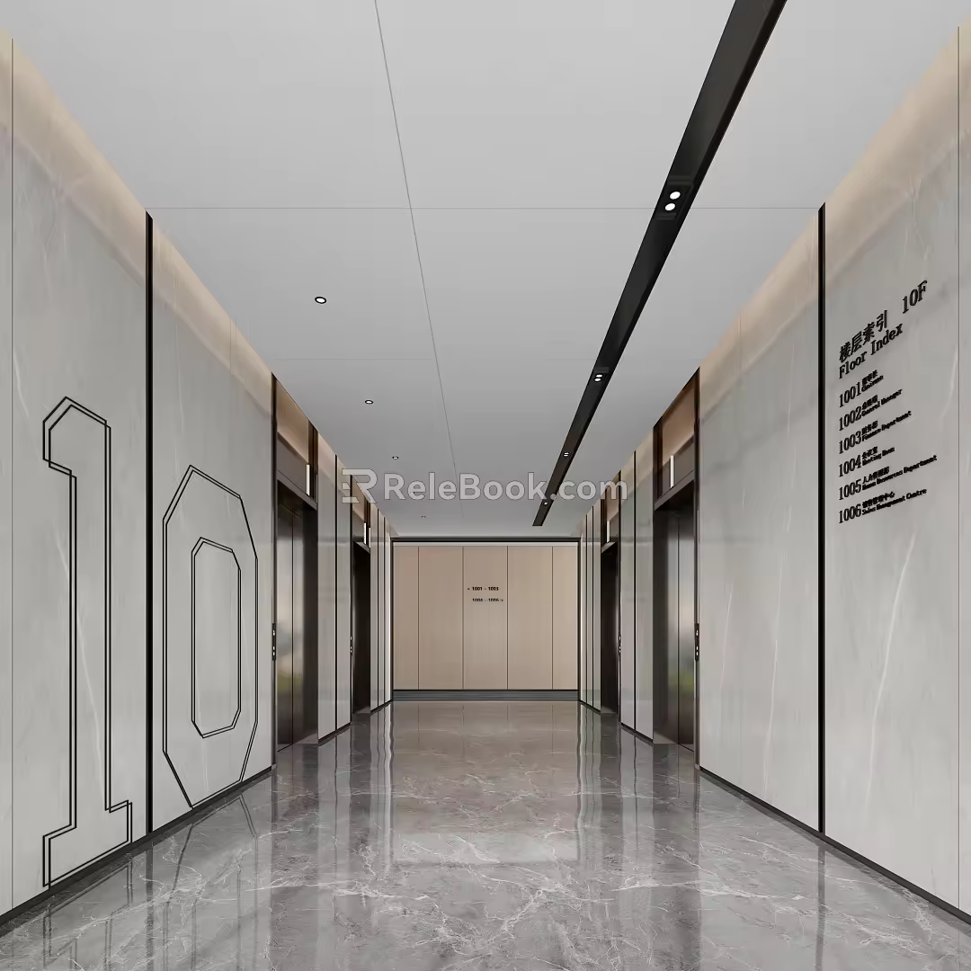 modern elevator hall elevator car 3d model