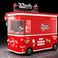 Red Coca Cola Themed Food Truck Selling Mermaid Burger And Drinks